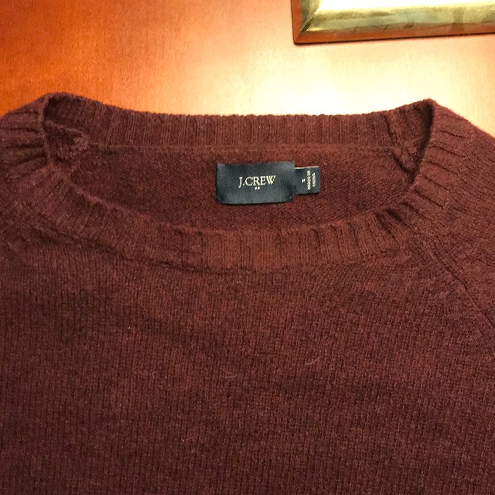 J Crew burgundy wool crew neck sweater